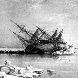 HMS Terror. Engraving by George Back. via Wikimedia Commons
