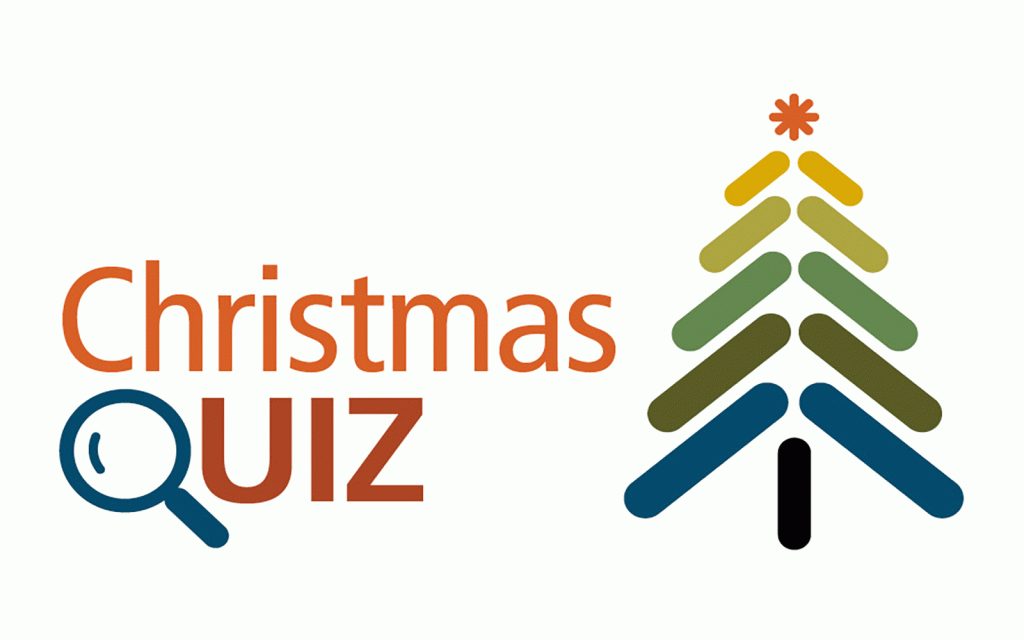 The words "Christmas Quiz" with a graphic of a Christmas tree