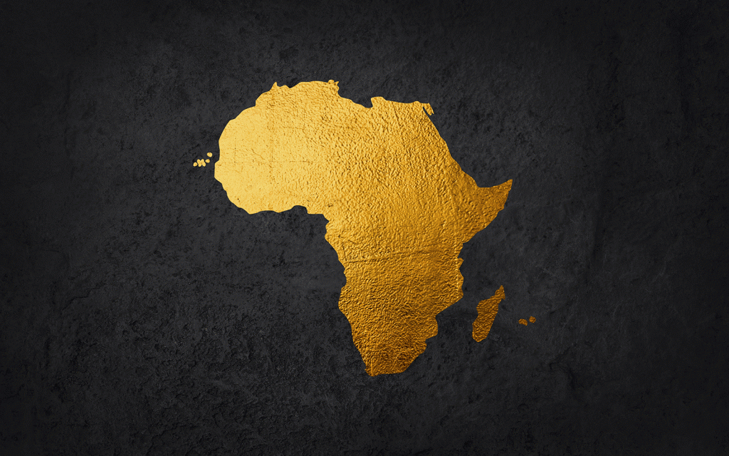 The shape of Africa in gold colour