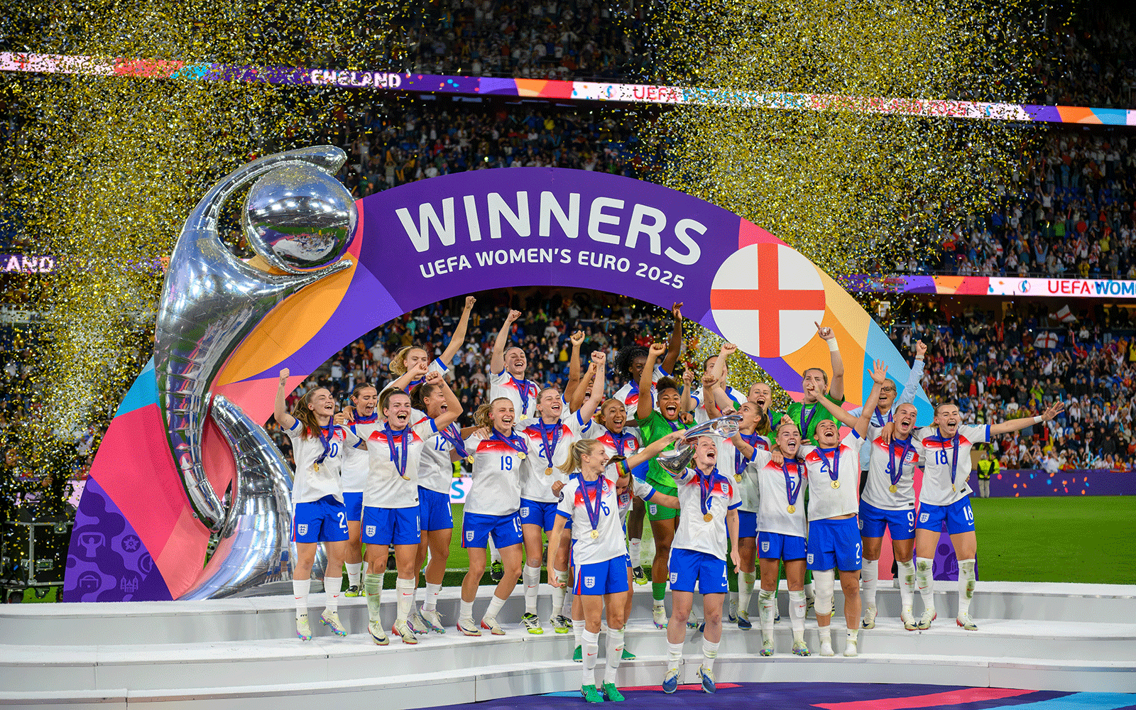 England Women's team celebrate winning European Championship